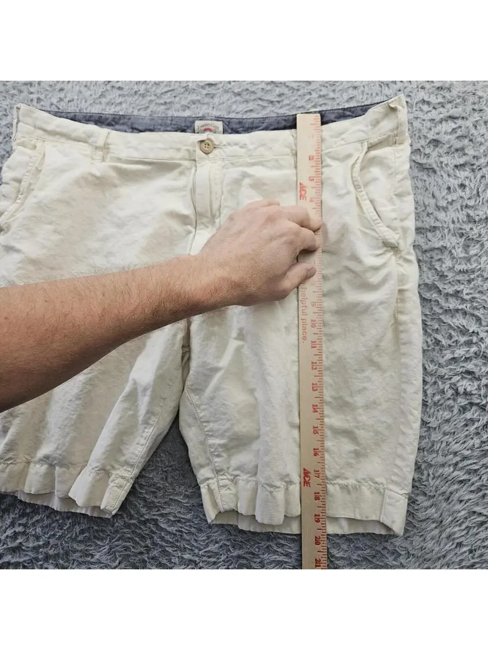 Faherty Shorts Men 38x9 Malibu Linen & Cotton Chino Shorts in Stone MBU2263-STN